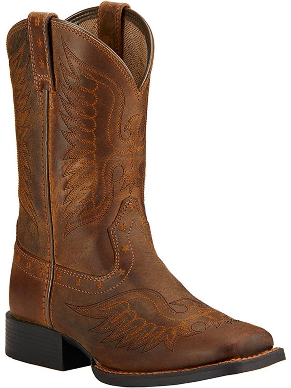 Ariat Boy’s Honor Western Boots Square Toe in Dark Brown Size 1 Barely Worn